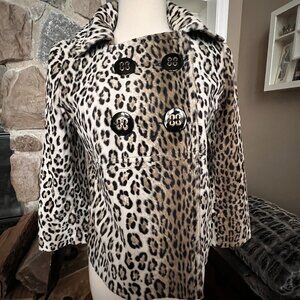 Milly Faux Fur Leopard Double Breasted Coat Size 2